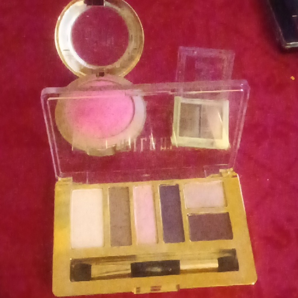 Milani plum basics eyeshadow same brand baked blush #10 delizioso pink